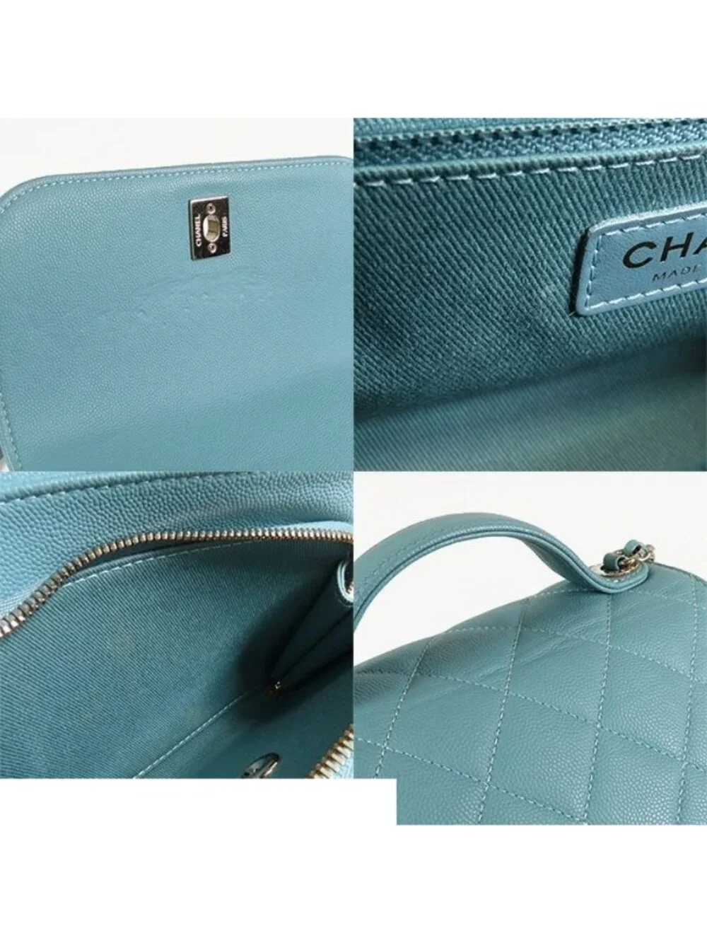 Chanel Affinity Small Pale Blue Gold Caviar Leather 2-Way Shoulder Bag